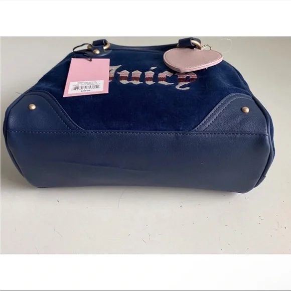 Juicy Couture Retro Vibe Satchel Regal Blue Velvet Velour Crossbody Bag NWT $99
